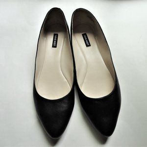 Nine West SPEAKUP Slip On Almond Pointy Pointed Leather Ballet Flats Black 12M